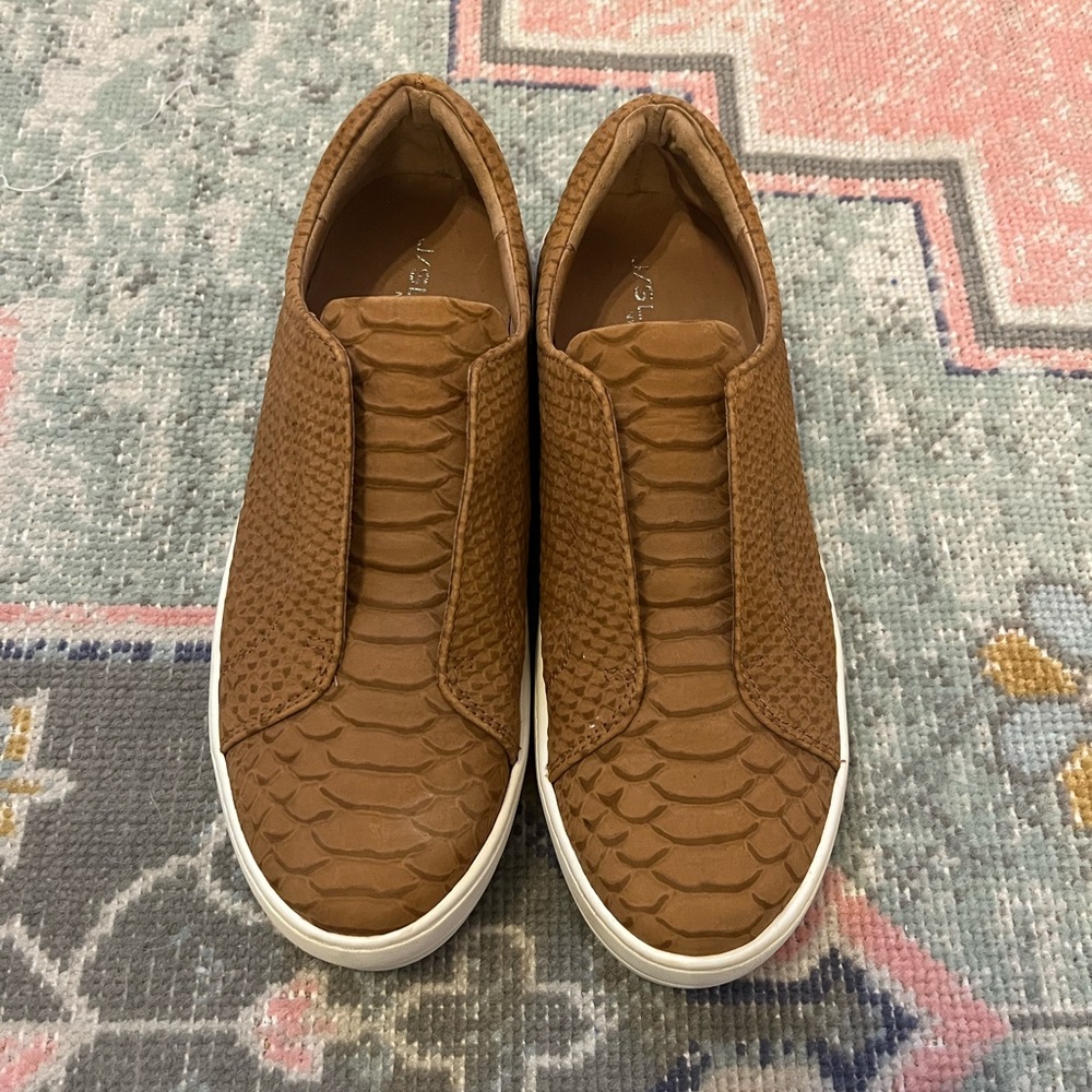 J Slides Heidi Tan Embossed Croc Slip On Shoe